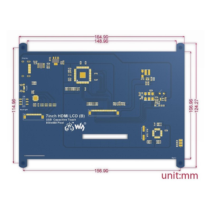 Raspberry Pi 7inch HDMI LCD B Bicolor Case 800480 Capacitive Touch